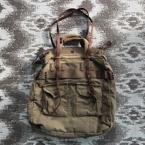 Tsd Brand Canvas and Leather Tote Handbag